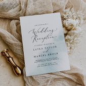 水彩画風ブルー結婚式披露宴 招待状