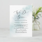 水彩画風ブルー | ウェドゥアゲイン ブランシュ 招待状 (スタンド正面)