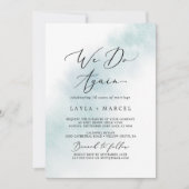 水彩画風ブルー | 私たちまた誓う ブルンシュ 招待状 (正面)