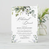 水彩画風ユーカリグリーン彩り リハーサルディナー招待状 招待状 (スタンド正面)