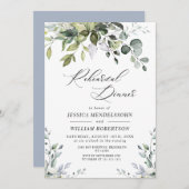 水彩画風ユーカリグリーン彩り リハーサルディナー招待状 招待状 (正面/裏面)