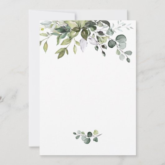 水彩画風ユーカリグリーン装飾卒業パーティー 招待状 (裏面)