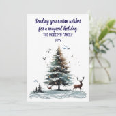 水彩画風抽象樹木と鹿 シーズンカード (スタンド正面)