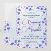 水彩画風 | パープル 結婚式の招待状 招待状 (正面/裏面)