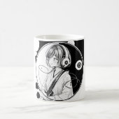 水彩画風_ヘッドホン女子2 コーヒーマグカップ (中央)