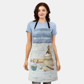 水彩画風 焼き菓子職人 オーダーメイド 焼き物用エプロン エプロン (着用した状態)