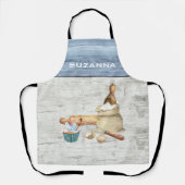 水彩画風 焼き菓子職人 オーダーメイド 焼き物用エプロン エプロン (正面)