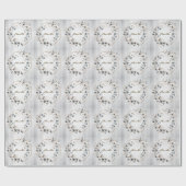 水彩画風 白い花 ゴールドフレーム シルバー ティール ラッピングペーパー (フラット)