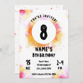 水彩画鮮やか術パーティー絵を描パーティー誕生日 招待状 (正面/裏面)