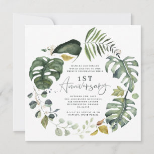 水彩画1周年結婚招待状 セーブザデート