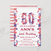 水彩画7月60日バースデーパーティーへの招待 招待状 (正面/裏面)