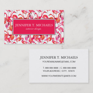 水彩画 のモノグラムの水彩画のフラミンゴ 名刺