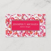 水彩画|のモノグラムの水彩画のフラミンゴ 名刺 (正面)