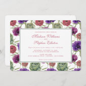 水彩画|のユーカリ及びアネモネ-結婚式 招待状 (正面/裏面)