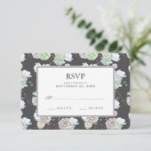 水彩画|のSucculents及び枝- RSVPを結婚すること 出欠カード (スタンド正面)