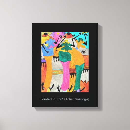 水彩画、アフリカアート、ジョイ素晴らしダンス キャンバスプリント (正面)