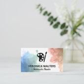 水彩画 | アーティス絵を描トのカラーパレットとブラシ ロイヤリティカード (スタンド正面)