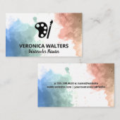 水彩画 | アーティス絵を描トのカラーパレットとブラシ ロイヤリティカード (正面/裏面)