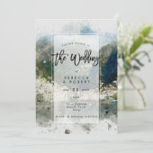 水彩画 イタリア アマルフィ 現代のウェディング 招待状 (スタンド正面)