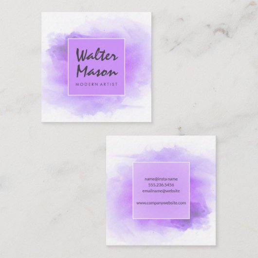 水彩画 |インク（ばちゃばちゃ）跳ねる スクエア名刺 (正面/裏面)