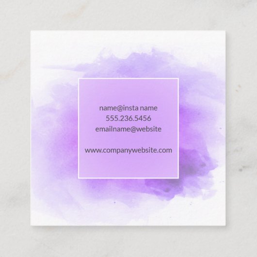 水彩画 |インク（ばちゃばちゃ）跳ねる スクエア名刺 (裏面)