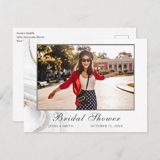 水彩画 ウェディングシャワー フォト 招待状 ポストカード (正面/裏面)