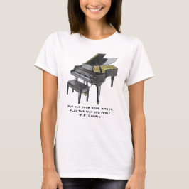 水彩画 グランドピアノ イラスト ショパン 引用句 Tシャツ