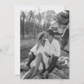 水彩画 グレー 赤 ピンク 馬蹄形のバラ 結婚式 セーブザデート (裏面)