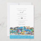 水彩画 サン・フアン プエルトリコ 建物 ウェディング 招待状 (正面)