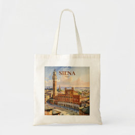 水彩画　シエナ　イタリア　ヴィンテージ　ピアッツァ・デル・カンポ トートバッグ