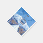 水彩画 スキーのゴンドラと雪山 スタンダードカクテルナプキン (角)