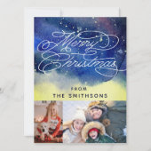 水彩画&タイポグラフィネイビーブルー2カスタム枚の写真 シーズンカード (正面)