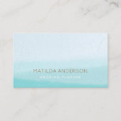水彩画 |ターコイズブルーモダンミニマル 名刺 (正面)