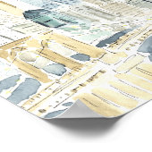 水彩画 ニューヨークシティスカイライン ウェディング ポスター (角)