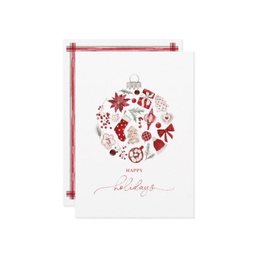 水彩画 ハッピー ホリデー クリスマス オーナメント (正面/裏面インサイチュ)