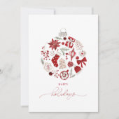 水彩画 ハッピー ホリデー クリスマス オーナメント (正面)