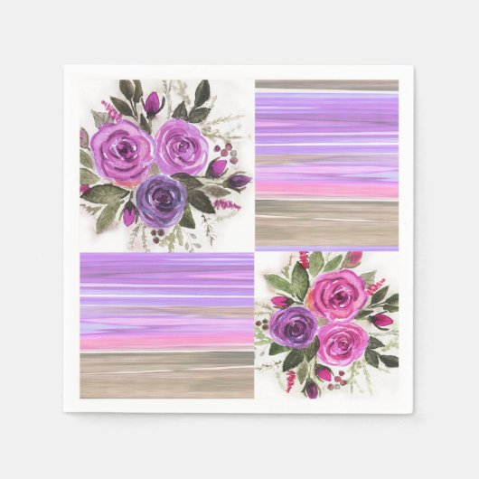 水彩画。パッチワーク。 スタンダードカクテルナプキン (正面)