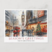 水彩画 ビッグベン ロンドン ストリート 旅行 クリスマス (正面)