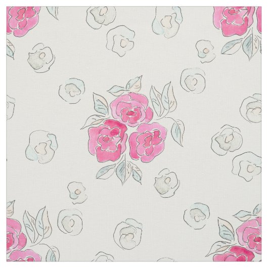 水彩画。ピンクのバラ。 ファブリック (見本)