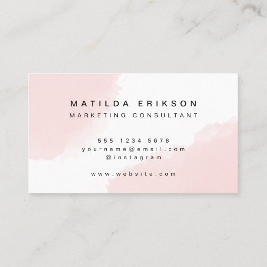 水彩画 |ピンク赤面ミニマルモダンスカンジ 名刺 (裏面)