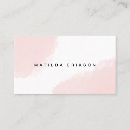 水彩画 |ピンク赤面ミニマルモダンスカンジ 名刺 (正面)