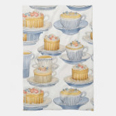 水彩画。ファンシーデザート。かわいいティーカップタオル キッチンタオル (縦)