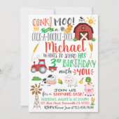 水彩画 ファーマー 誕生日 招待状 (正面)