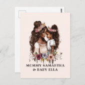 水彩画 ブラック ママと娘（1） ポストカード (正面/裏面)