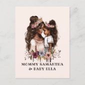 水彩画 ブラック ママと娘（1） ポストカード (正面)