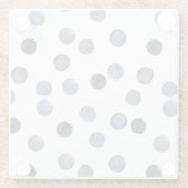 水彩画。ブルー水玉模様。 ガラスコースター (裏面)