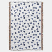水彩画。ブルー水玉模様。 スローブランケット (正面縦)
