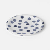 水彩画。ブルー水玉模様。紙プレート ペーパープレート (アングル)