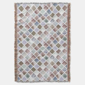 水彩画。ベージュとグレーの正方形 スローブランケット (正面縦)