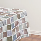 水彩画。ベージュとグレーの正方形。 テーブルクロス (インサイチュ)